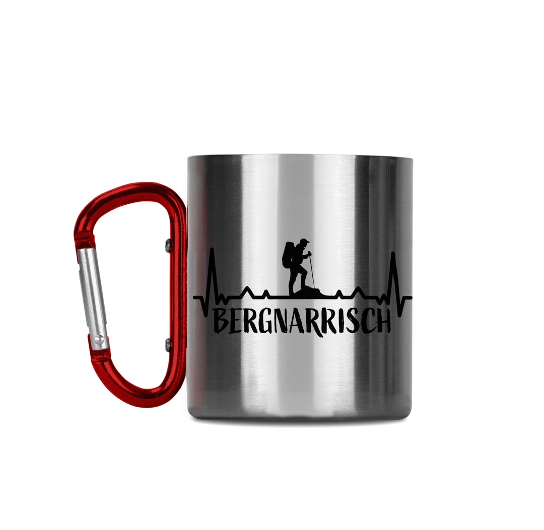 Edelstahltasse mit Karabiner Bergnarrisch
