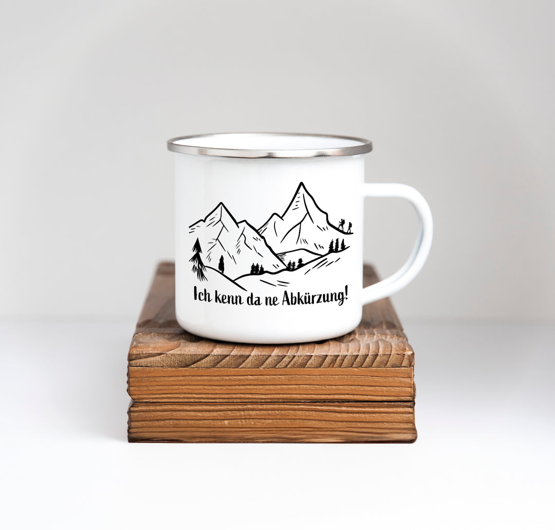 Emaille Tasse Ich kenn da ne Abkürzung