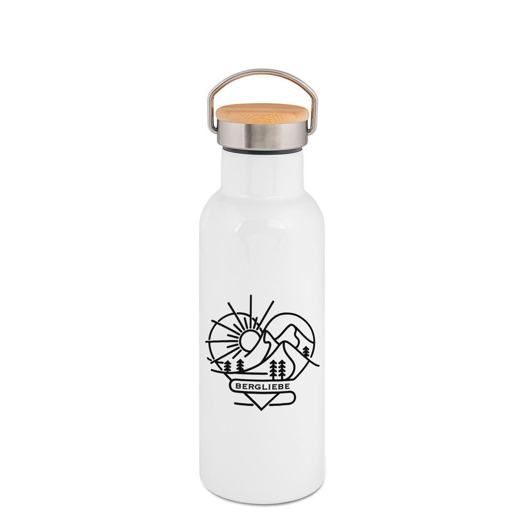 Doppelwandige Thermoflasche mit Bambusdeckel 500 ml Bergliebe