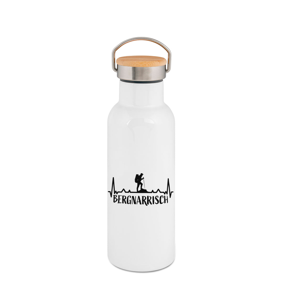 Doppelwandige Thermoflasche mit Bambusdeckel 500 ml Bergnarrisch