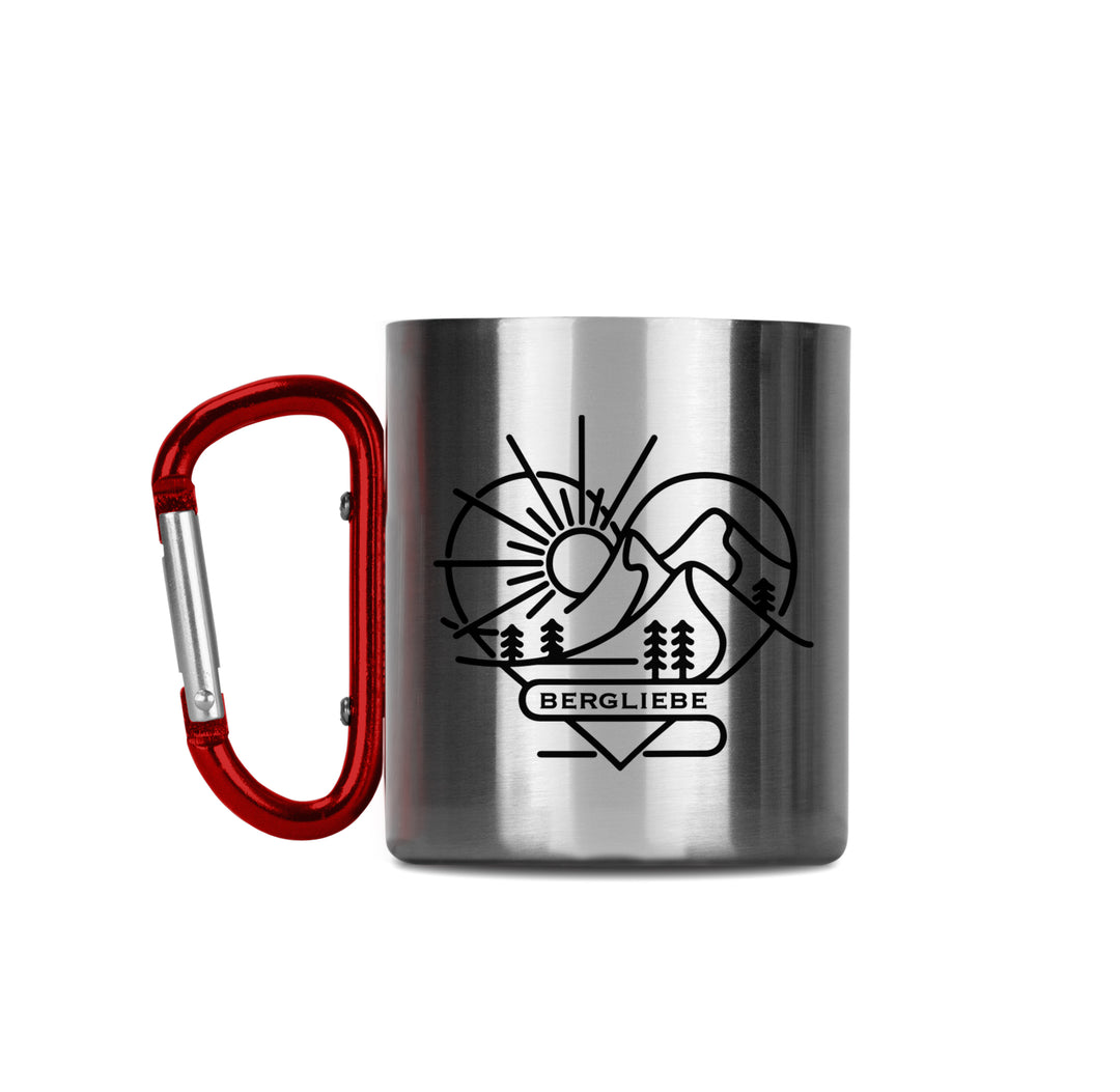 Edelstahltasse mit Karabiner Bergliebe