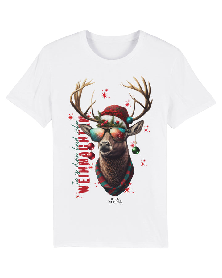 WOIDWUNDER Hirsch Weihnachten Unisex T-Shirt weiß