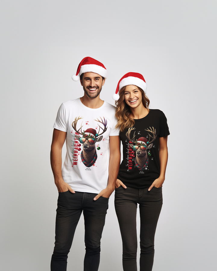 WOIDWUNDER Hirsch Weihnachten Unisex T-Shirt schwarz